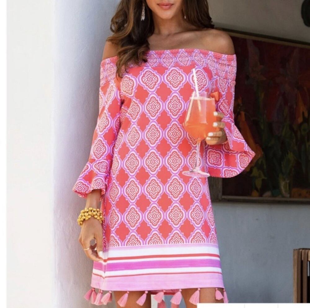 Cabana Life Off-The-Shoulder Sundress UPF 50+ Sun Protective Cover-Up Medium
